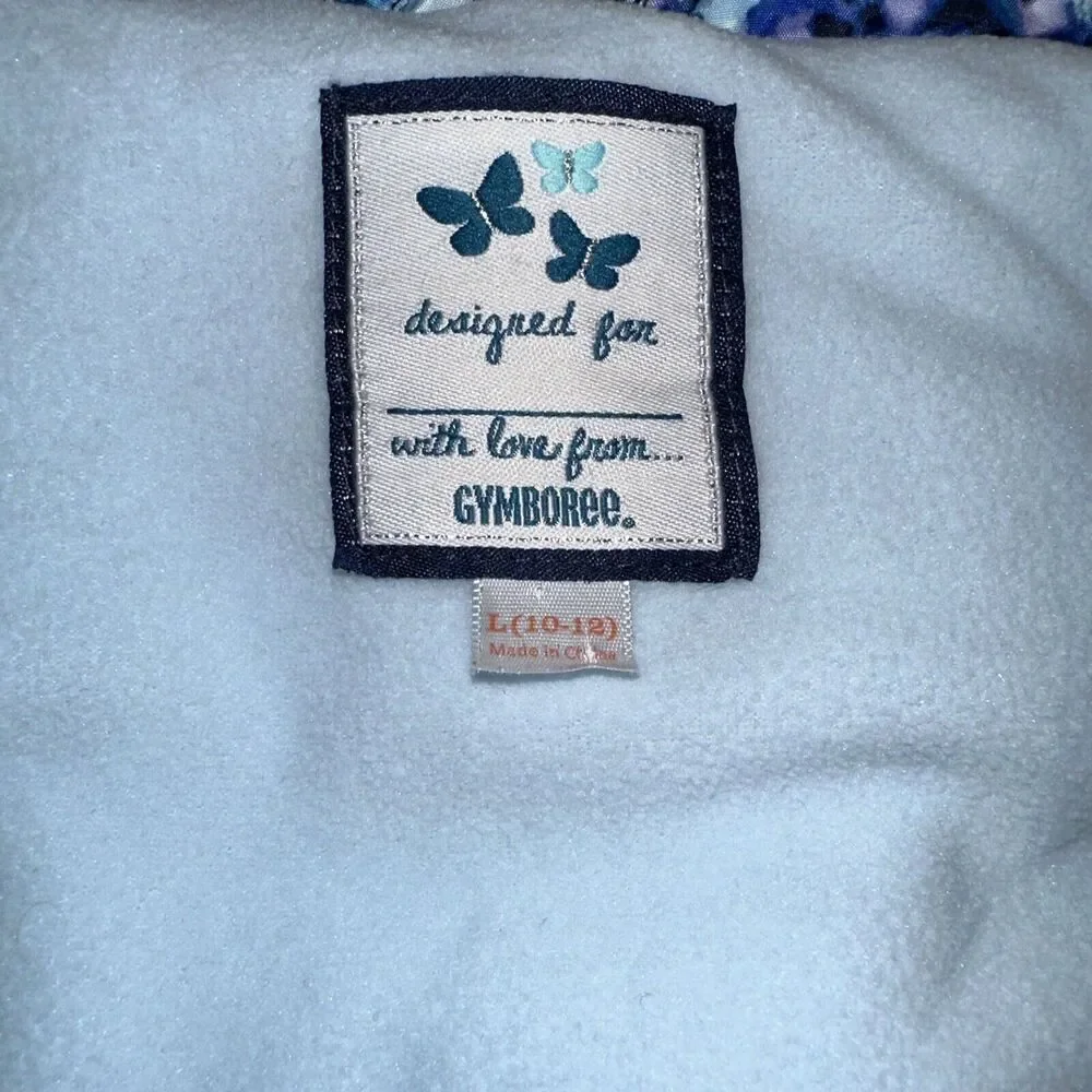 Gymboree Puffer Vest Girls Size Large 10/12 Multicolor Front‎ Zip Floral Blue